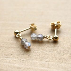Labradorite stud earrings 14k gold filled